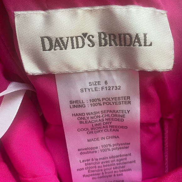 David’s Bridal Bridesmaid Chiffon Dress Size 6 Begonia Color Tie Back Satin Bow - Picture 7 of 16